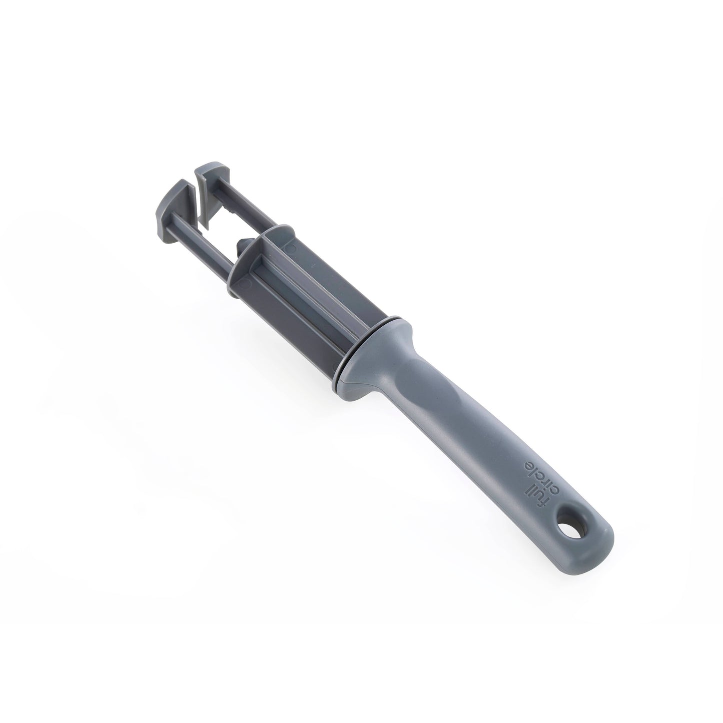 Gray lint roller handle made from recycled fishing nets