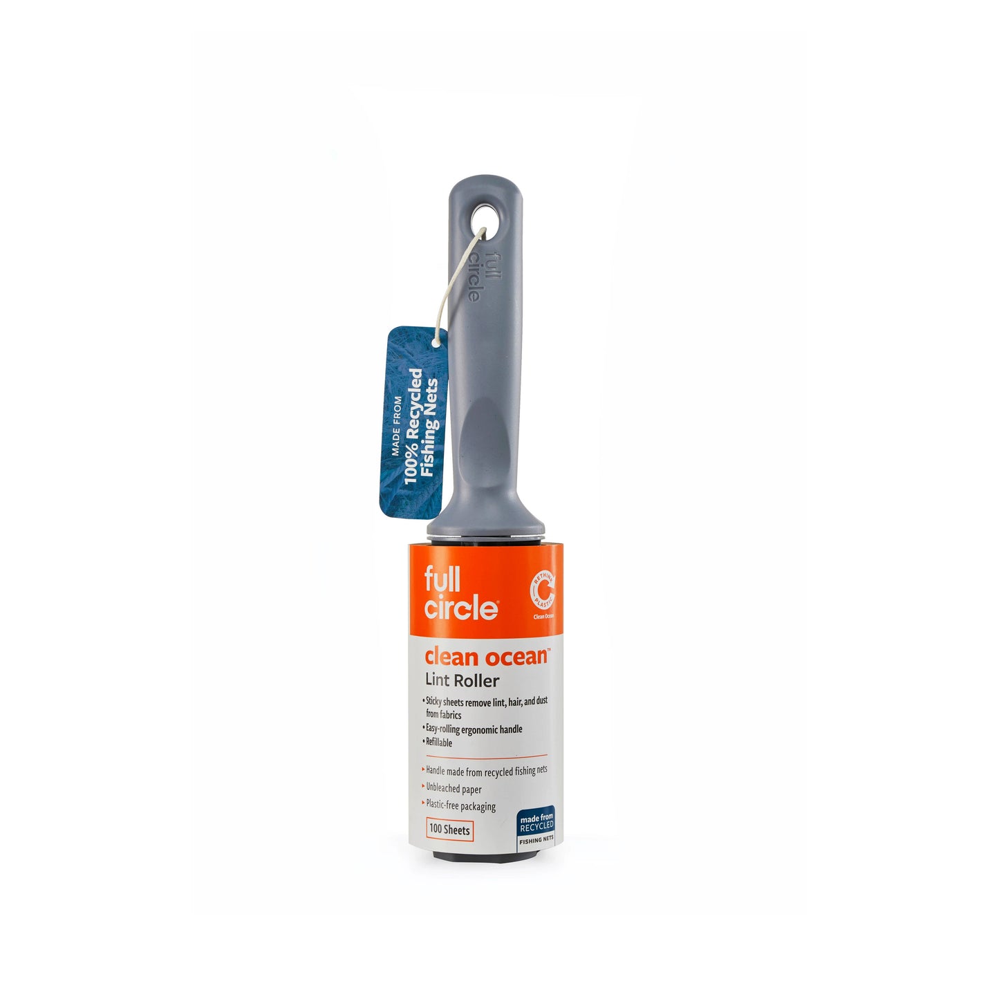 Lint roller with 'Full Circle' label on a white background