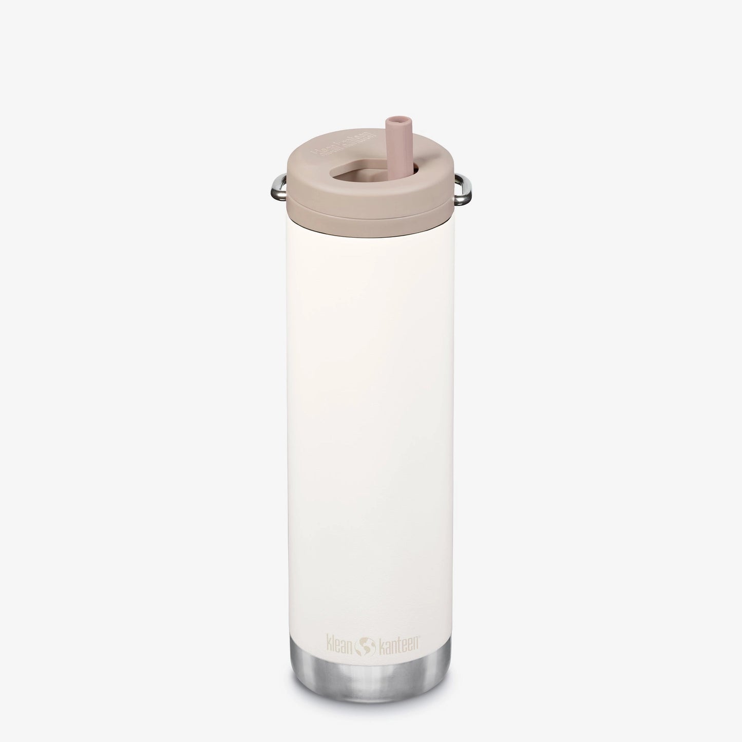White 20 ounce straw twist cap insulated water bottle.