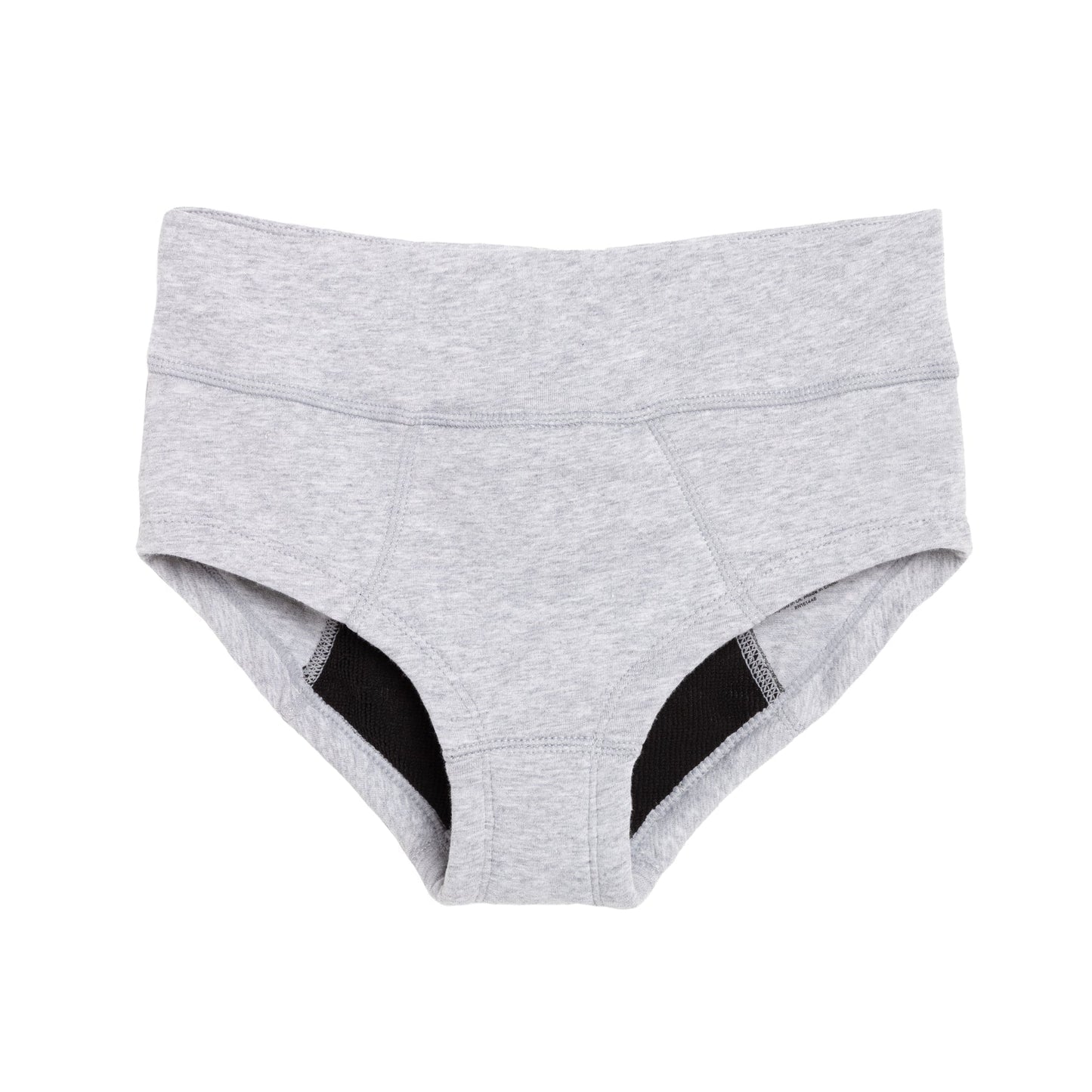 Gray boyshort period underwear. 