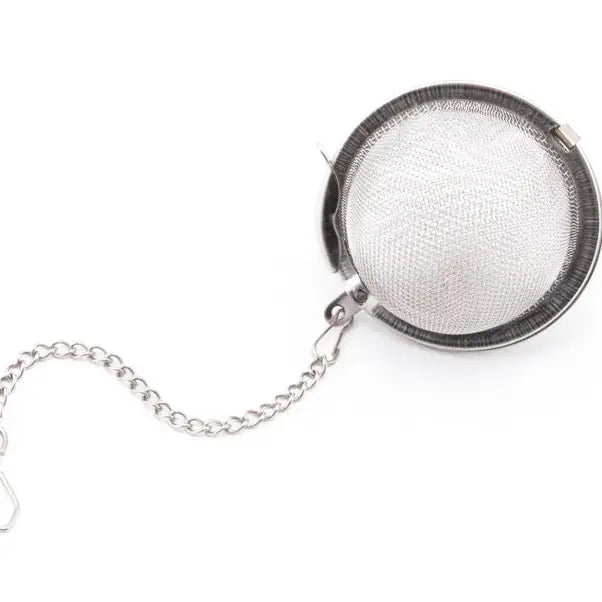 Stainless steel tea ball infuser with hook chain. 