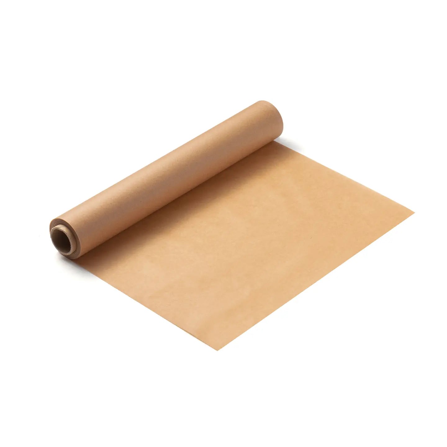 Rolled-up brown paper on a white background