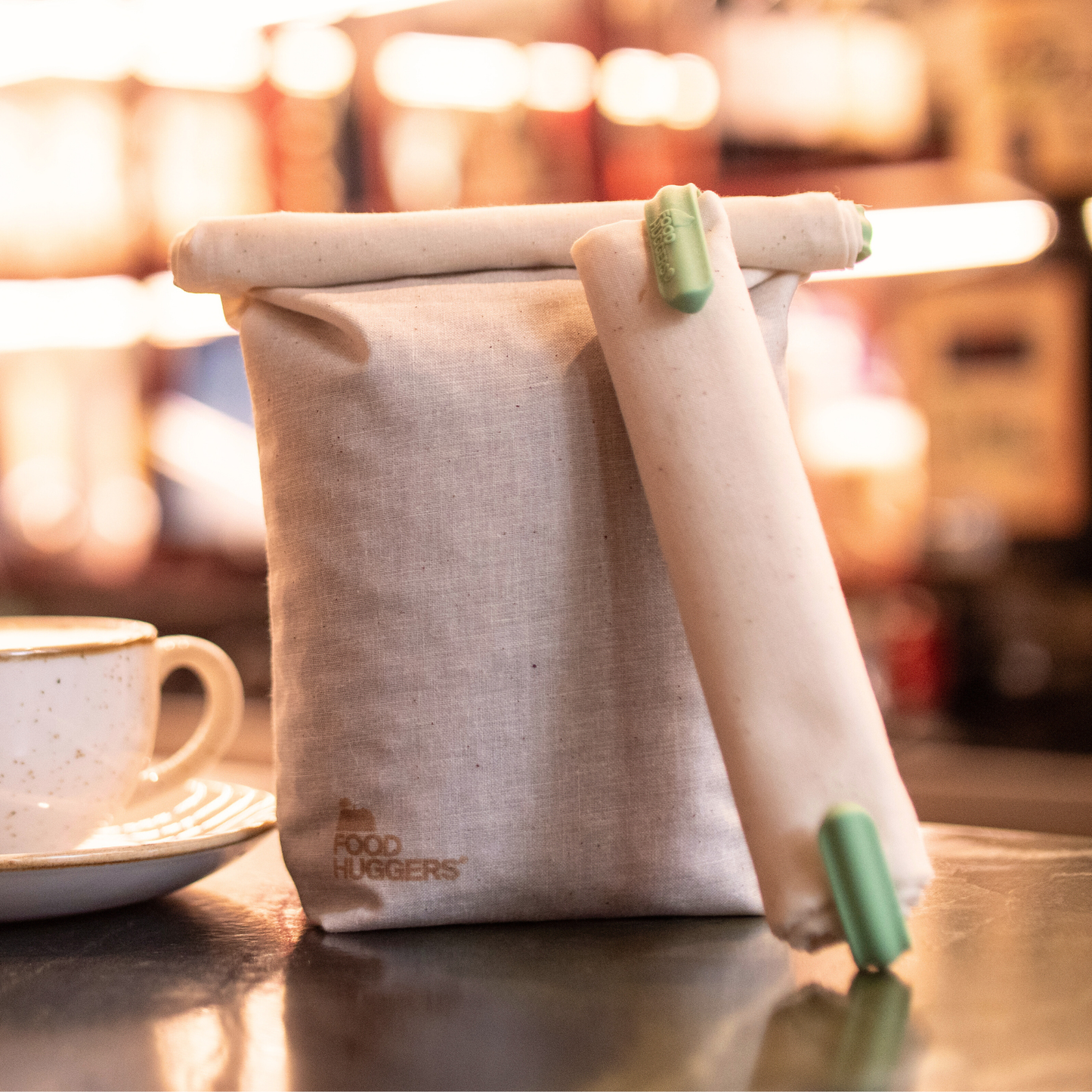 resealable fabric coffee bag with silicone sealer.