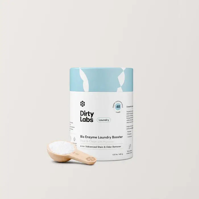 Dirty labs paper board container with four in one laundry booster